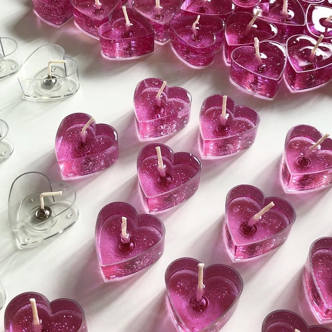 Mini Heart Candles set of 6 – sweet blossom scented tealights, Lumina By Saima